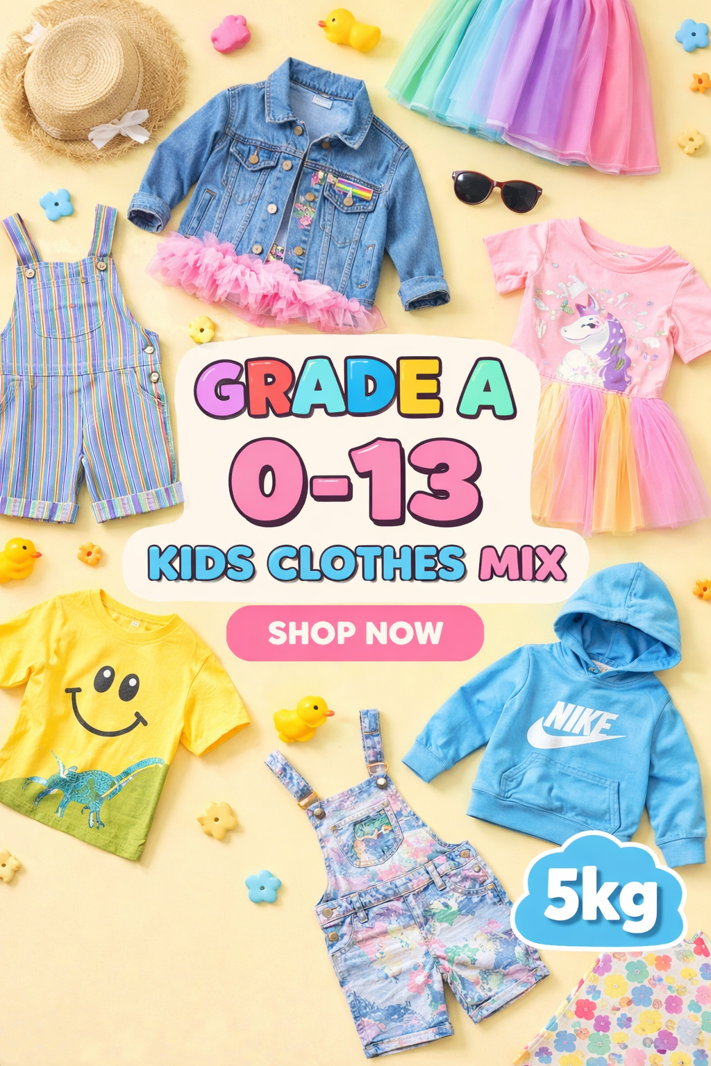 1KG Grade A Kids boys and girls - Clothes Mix (0–13 Years) – 1kg Bundle | Premium Quality Resale Pack