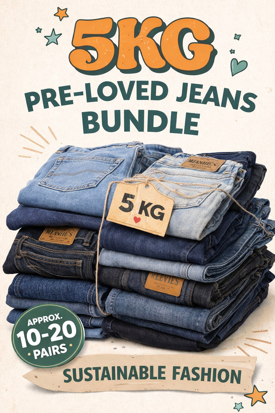 5kg mixed high street branded Jeans grade A/B